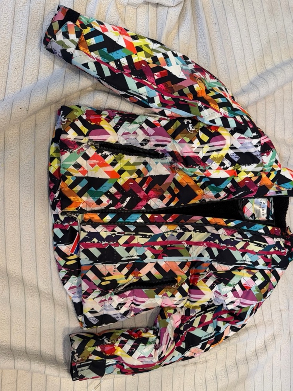 Kids Geometric Multicolor Puffer Jacket